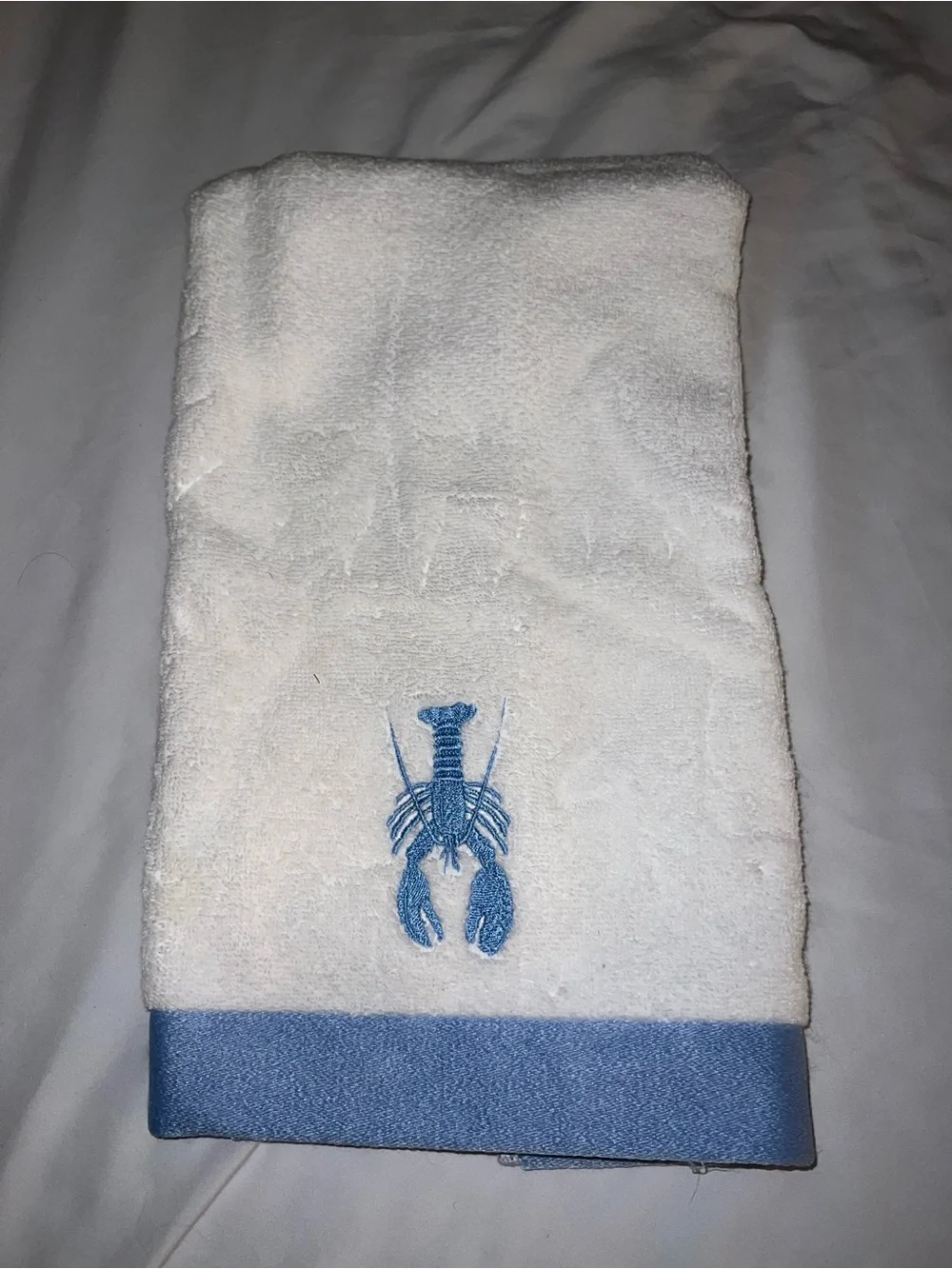 Cotton Hand Towel Lobster Embroidery